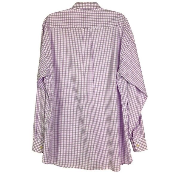 Peter Blair Men's Button-down shirt with purple/white checkered pattern, Large - Picture 3 of 7
